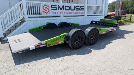 New 2026 "FlatTrak" by Belmont 7x18 HD Lay Flat Tilt Equipment Hauler w/ Hyd Jack