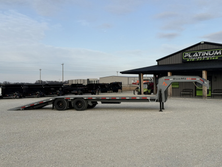 New 2026 RawMaxx HTX 102X32 GOOSENECK 16K HYDRAULIC DISC BRAKE AXLES AND 11' HYDRAULIC DOVE/JACKS 30K GVWR Flatbed Trailer