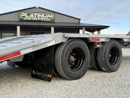 New 2026 RawMaxx HTX 102X32 GOOSENECK 16K HYDRAULIC DISC BRAKE AXLES AND 11' HYDRAULIC DOVE/JACKS 30K GVWR Flatbed Trailer