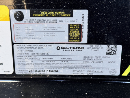 New 2026 Southland Trailers 7-14-4H Dump 7K Axles