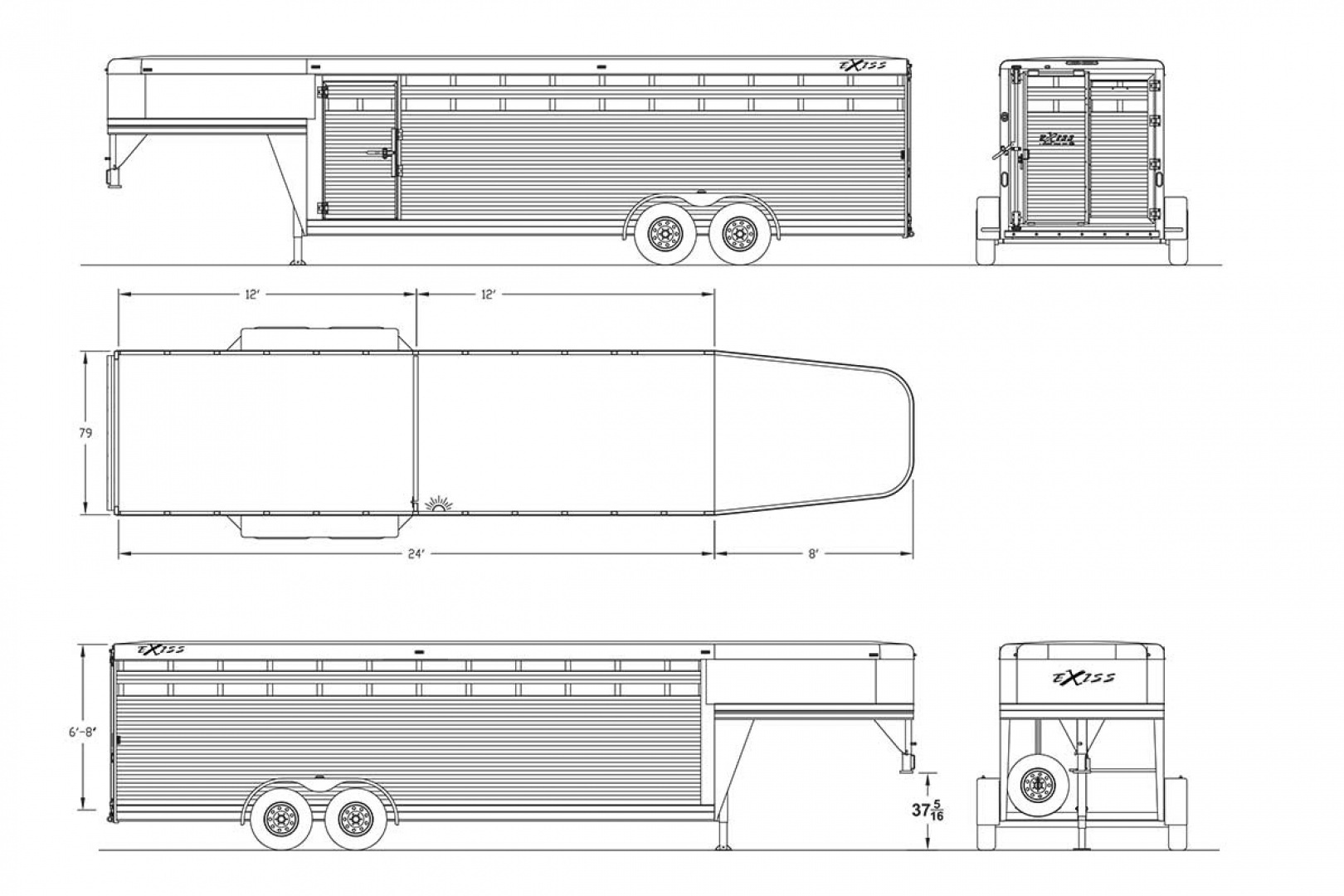 New 2025 EXISS TRAILERS STK 6824 Stock / Stock Combo Trailer