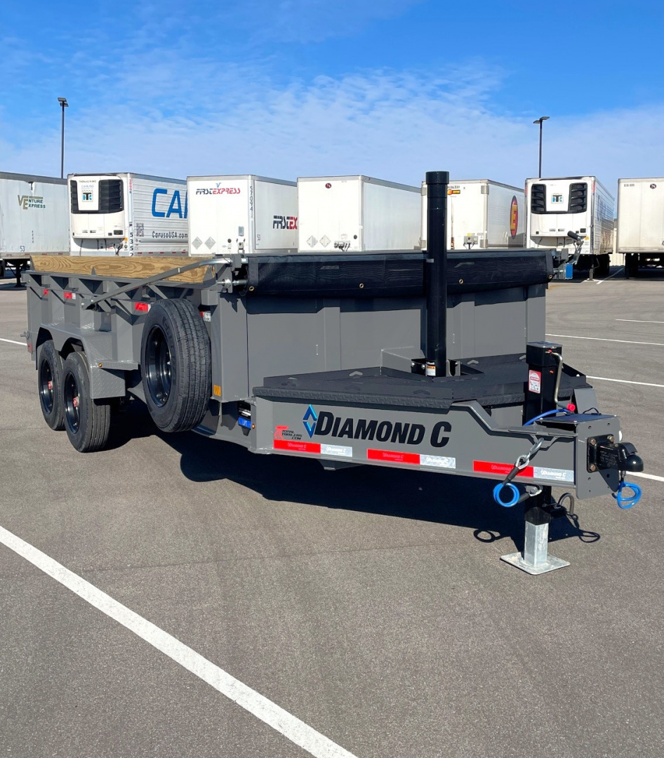 New Diamond C 16' LPT 208 Cement Gray Dump Trailer: 18K (GVWR) Spare, 24" Sides