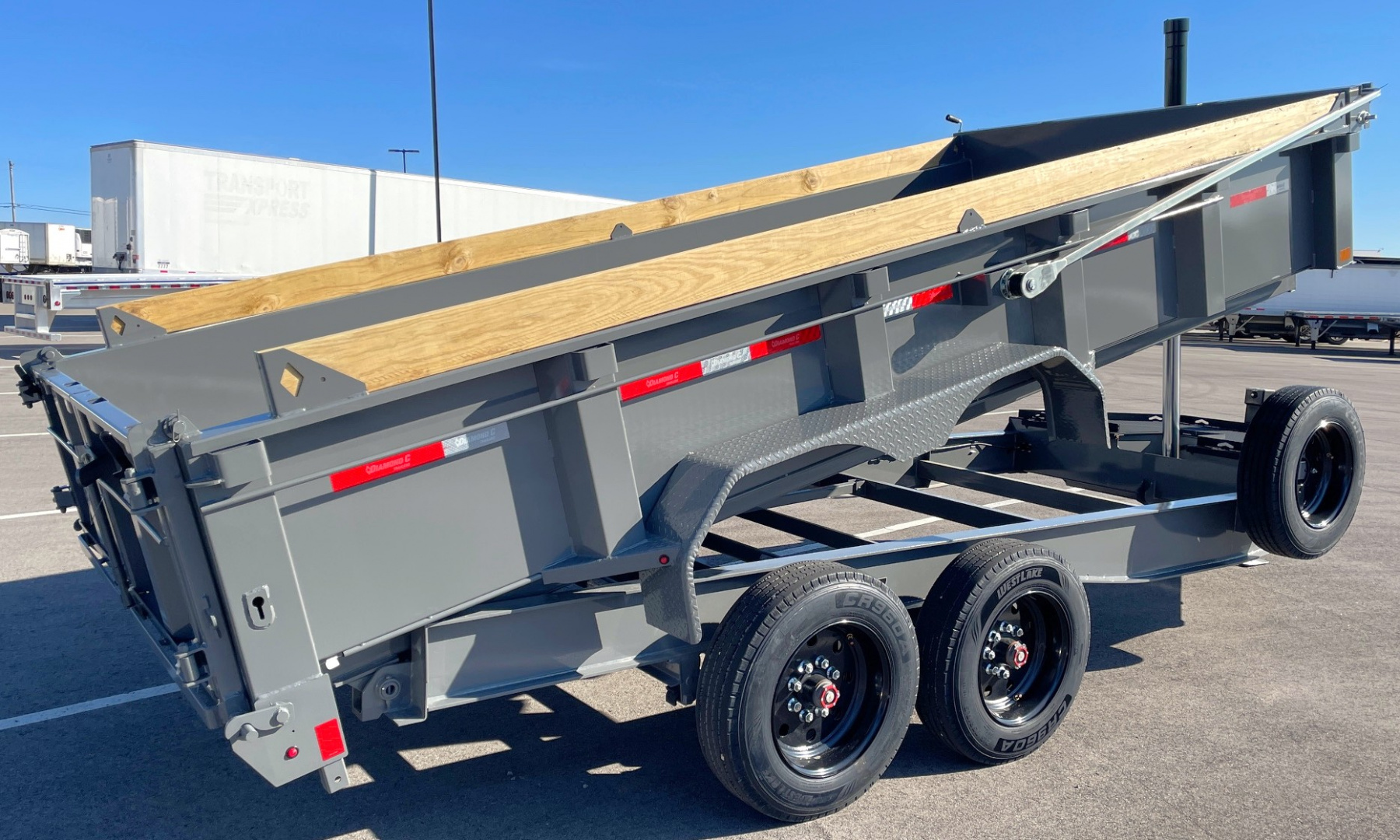 New Diamond C 16' LPT 208 Cement Gray Dump Trailer: 18K (GVWR) Spare, 24" Sides