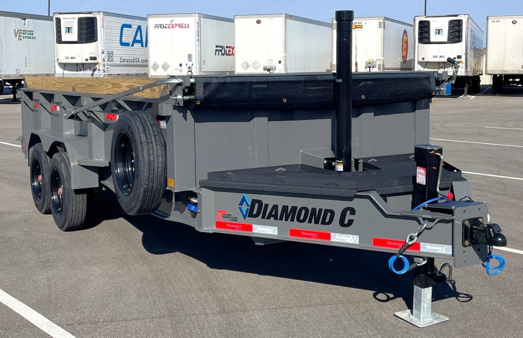 New Diamond C 16' LPT 208 Cement Gray Dump Trailer: 18K (GVWR) Spare, 24" Sides