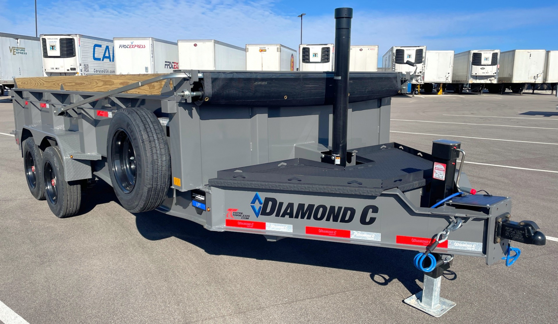 New Diamond C 16' LPT 208 Cement Gray Dump Trailer: 18K (GVWR) Spare, 24" Sides