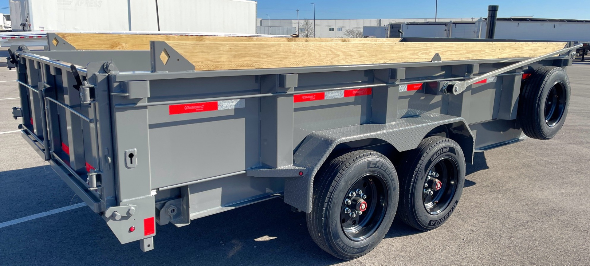 New Diamond C 16' LPT 208 Cement Gray Dump Trailer: 18K (GVWR) Spare, 24" Sides
