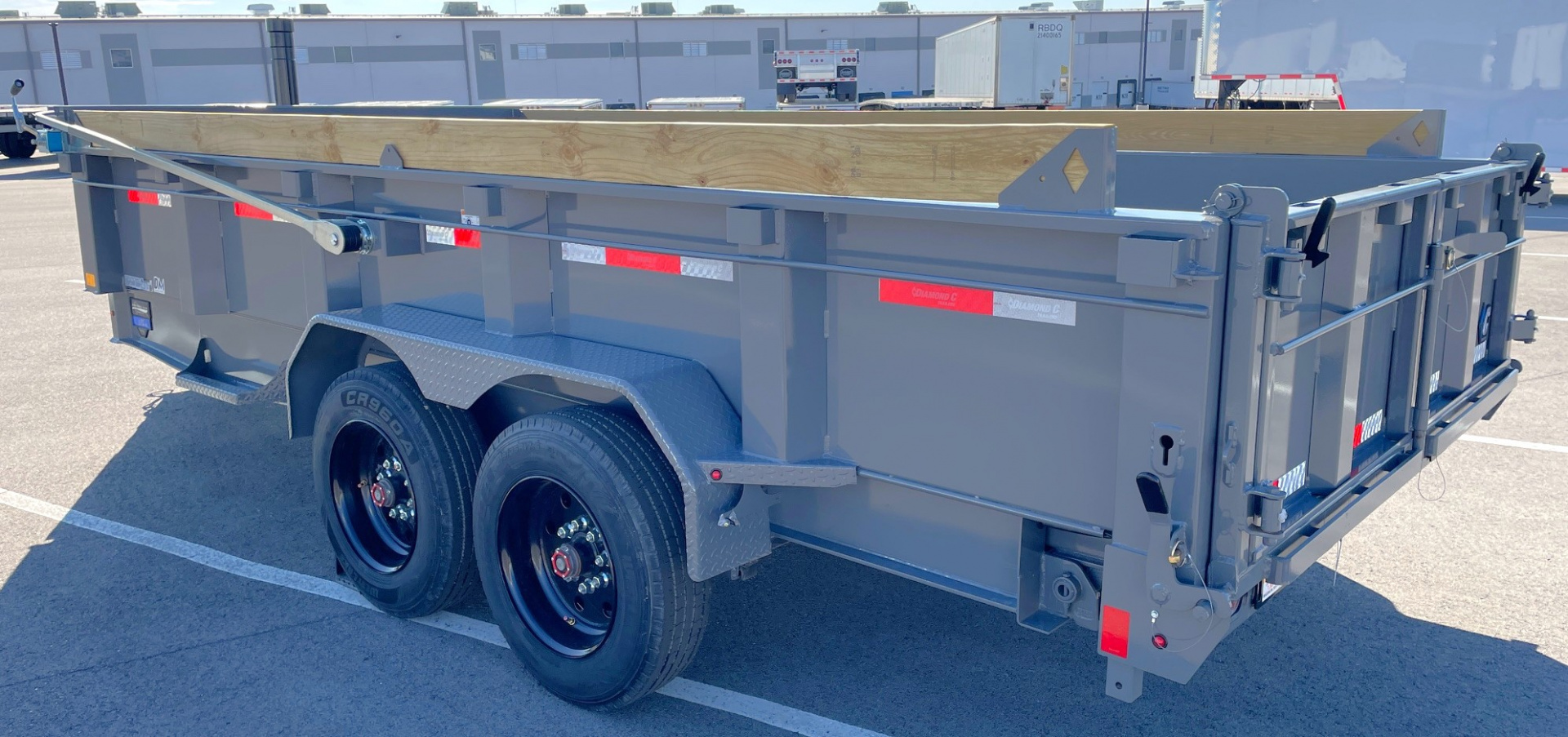 New Diamond C 16' LPT 208 Cement Gray Dump Trailer: 18K (GVWR) Spare, 24" Sides