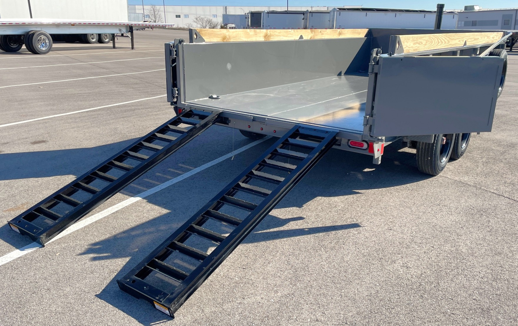 New Diamond C 16' LPT 208 Cement Gray Dump Trailer: 18K (GVWR) Spare, 24" Sides