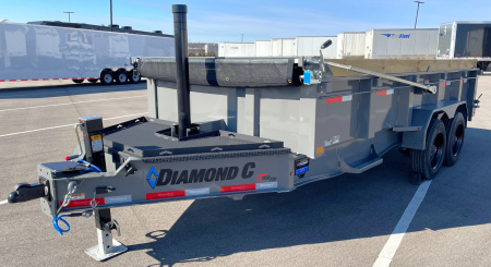 New Diamond C 16' LPT 208 Cement Gray Dump Trailer: 18K (GVWR) Spare, 24" Sides