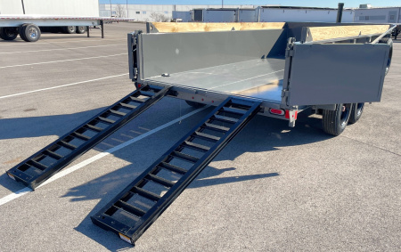 New Diamond C 16' LPT 208 Cement Gray Dump Trailer: 18K (GVWR) Spare, 24" Sides