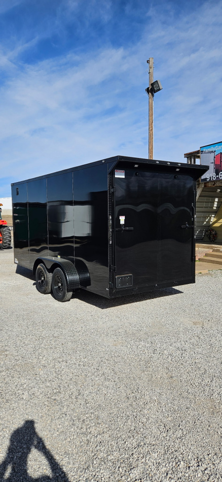 New 2026 Family Trailer 7x16 Tandem Axles Cargo / Enclosed Trailer- Screwless Exterior- Blackout Pkg.- Rear Spoiler w/Lights