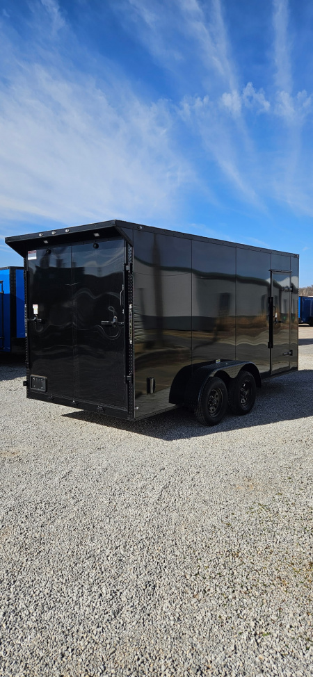 New 2026 Family Trailer 7x16 Tandem Axles Cargo / Enclosed Trailer- Screwless Exterior- Blackout Pkg.- Rear Spoiler w/Lights