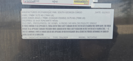 Used Repo 2022 South Georgia Cargo Trailers 7x14