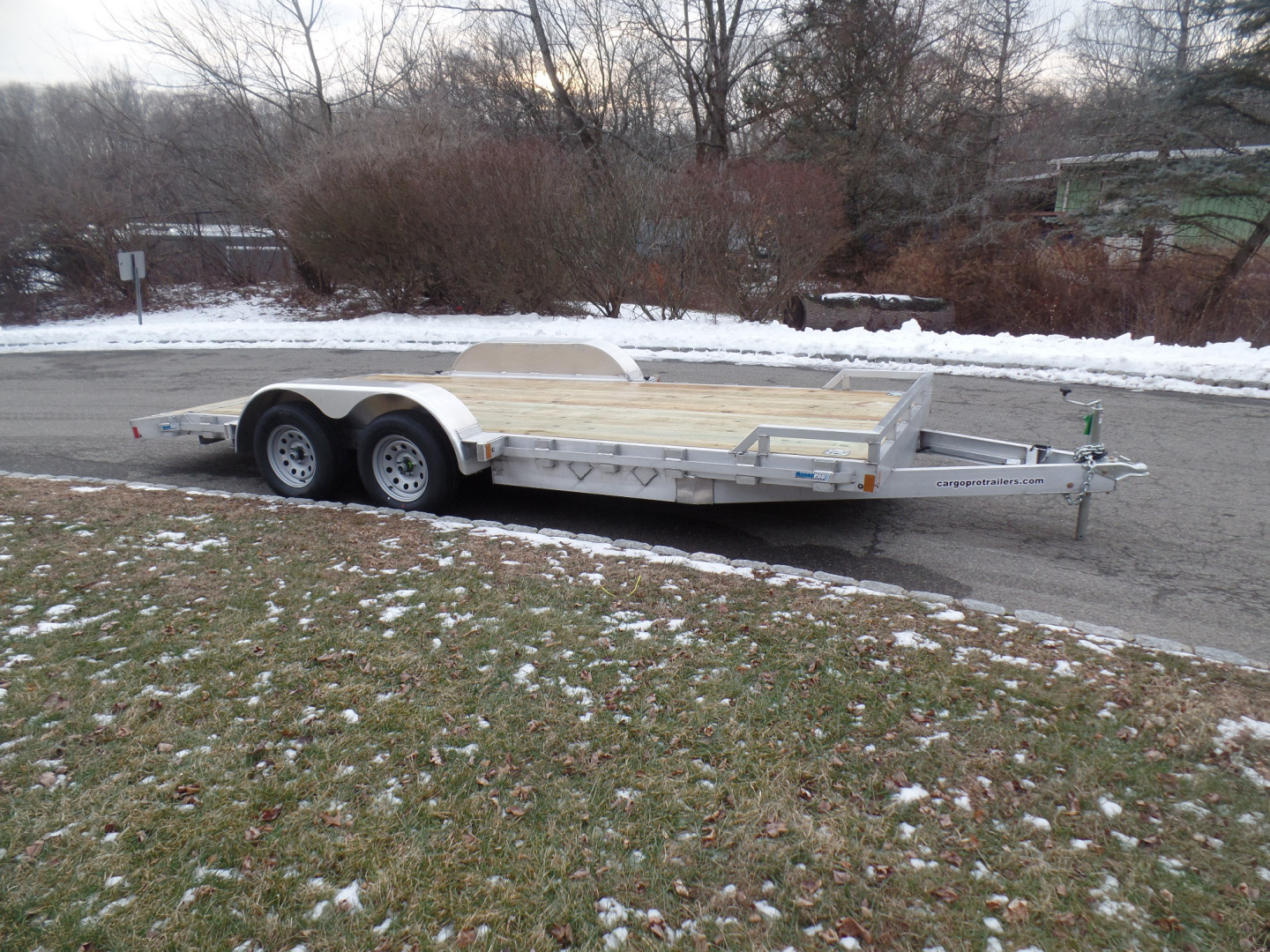 New 2026 ALCOM 7X18 Car Trailer, Aluminum Frame, Wood Deck Car Hauler