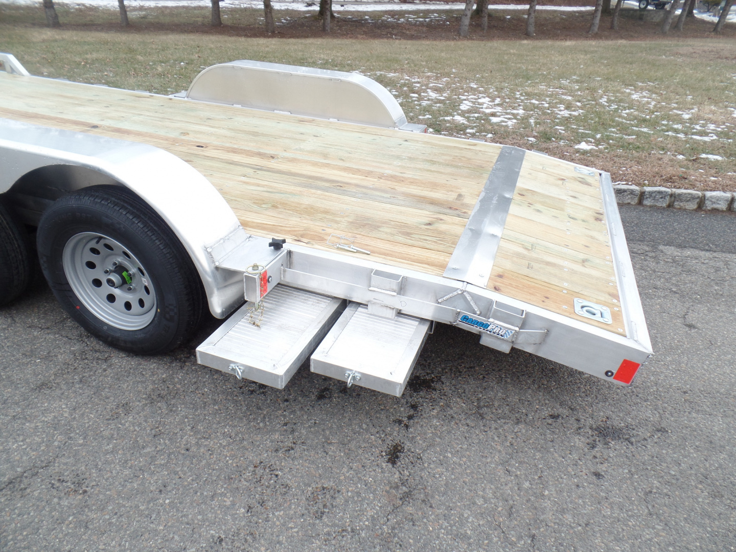 New 2026 ALCOM 7X18 Car Trailer, Aluminum Frame, Wood Deck Car Hauler