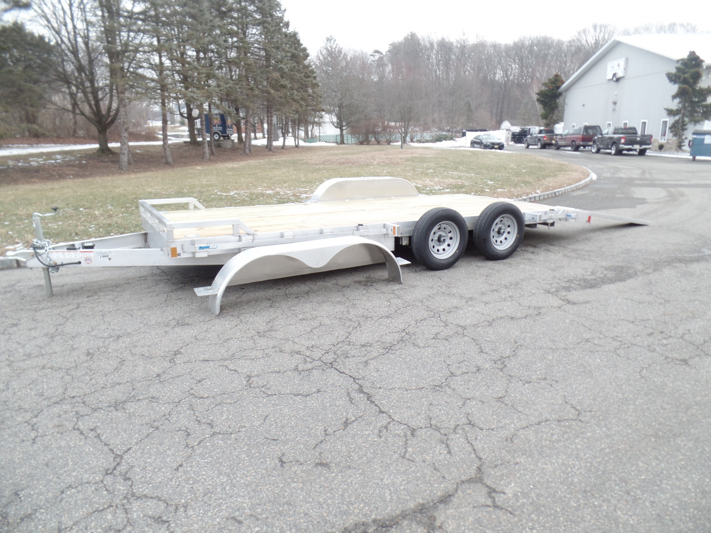 New 2026 ALCOM 7X18 Car Trailer, Aluminum Frame, Wood Deck Car Hauler