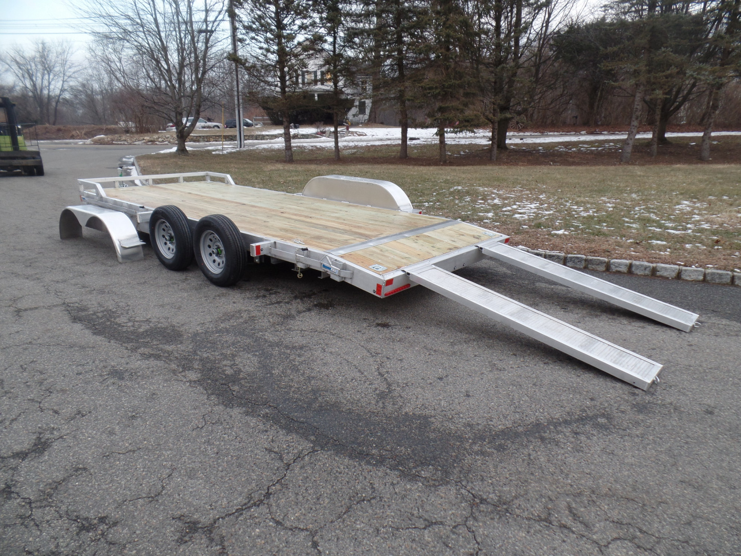 New 2026 ALCOM 7X18 Car Trailer, Aluminum Frame, Wood Deck Car Hauler