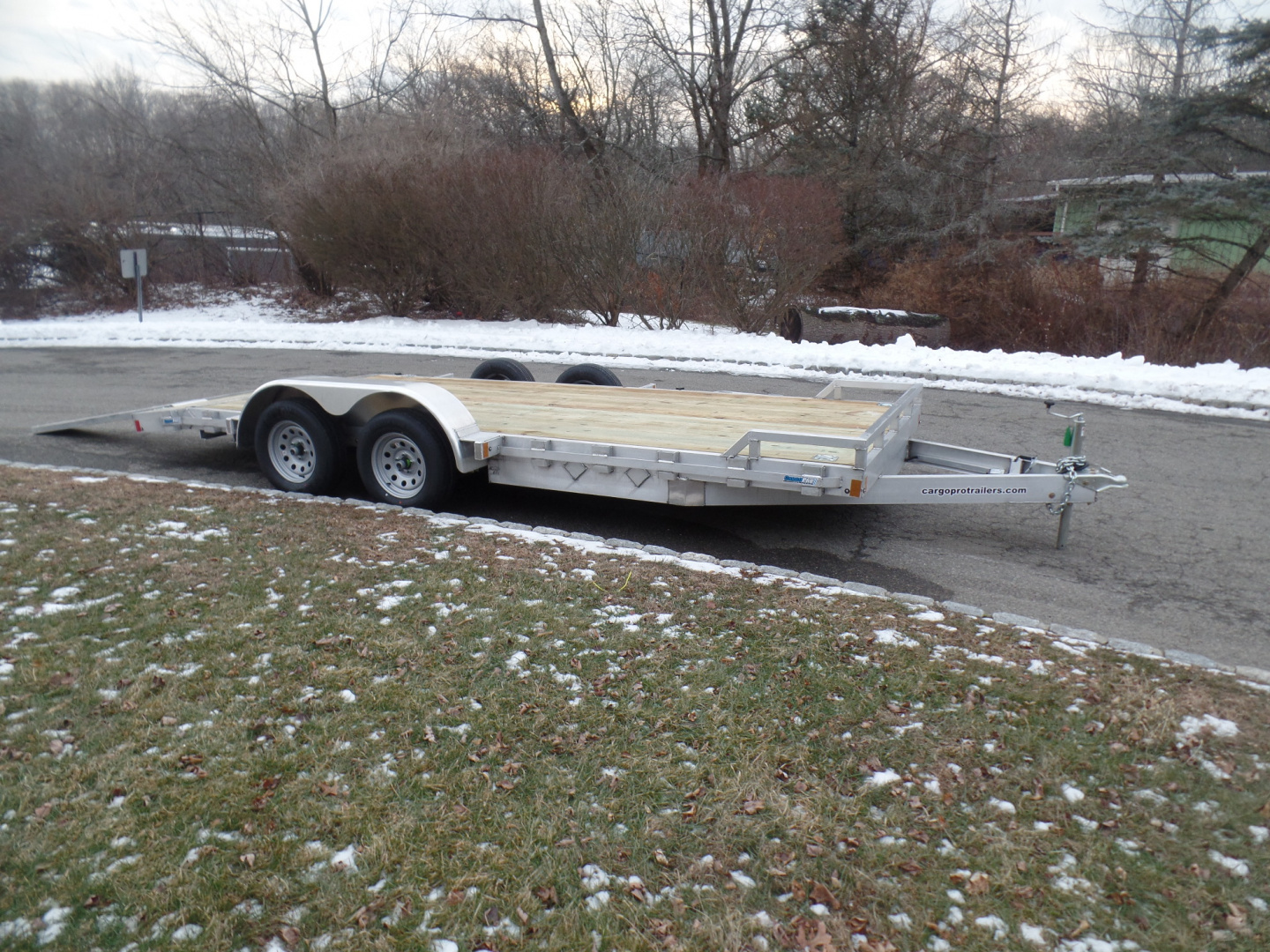 New 2026 ALCOM 7X18 Car Trailer, Aluminum Frame, Wood Deck Car Hauler