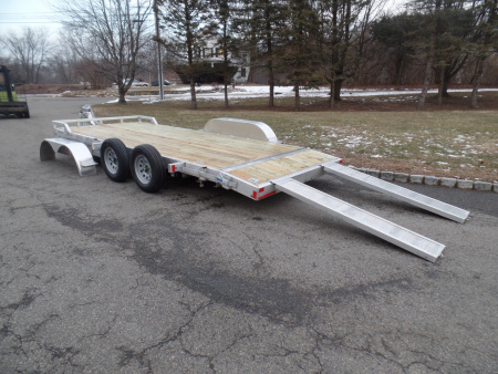 New 2026 ALCOM 7X18 Car Trailer, Aluminum Frame, Wood Deck Car Hauler