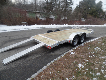 New 2026 ALCOM 7X18 Car Trailer, Aluminum Frame, Wood Deck Car Hauler