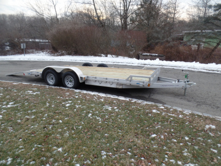 New 2026 ALCOM 7X18 Car Trailer, Aluminum Frame, Wood Deck Car Hauler