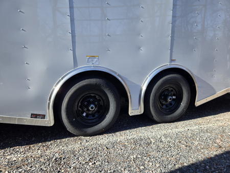 New 8.5 X 24 Homesteader Intrepid HD V-Nose Enclosed Car Trailer, 10k GVWR ****White w/.080 PolyCor Side Panels, Spread Axles, Rear Spoiler w/Lights