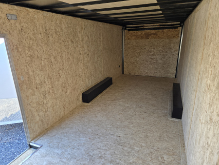 New 8.5 x 24 Look ST DLX V-Nose Enclosed Car Trailer, 10k GVWR ***Silver Composite Panels, 16" OC Walls, 12" Ext. Tongue, Black Alum Wheels, Rear Flare w/Lights