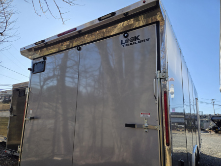 New 8.5 x 24 Look ST DLX V-Nose Enclosed Cargo Trailer, 10k GVWR ***Silver Composite Panels, 16" OC Walls, 12" Ext. Tongue, Black Alum Wheels, Rear Flare w/Lights