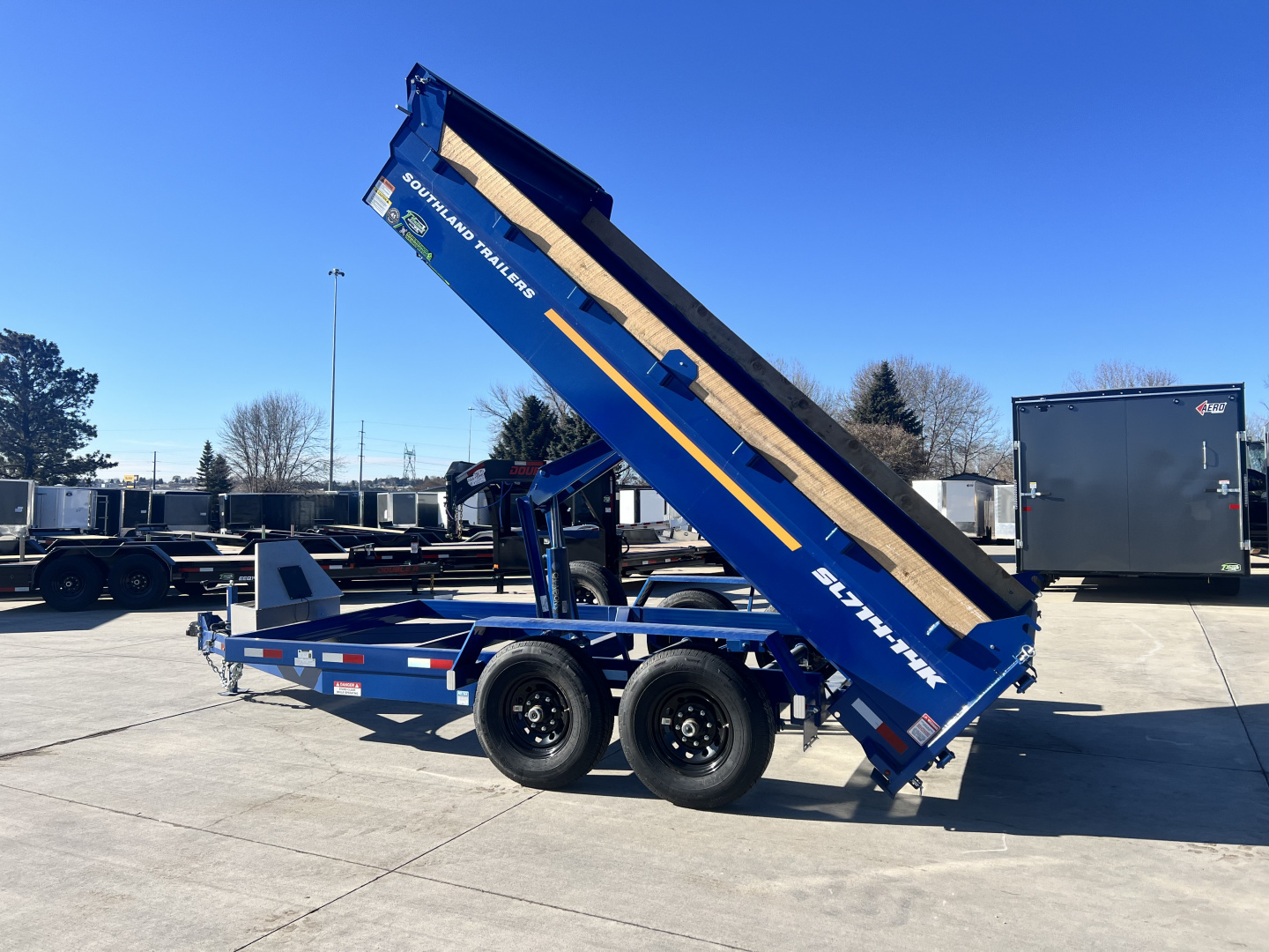New LOWEST PRICES NEW 2026 Southland 14ft Low Profile Dump Trailer 2-7000 lb axles =14K with Ramps