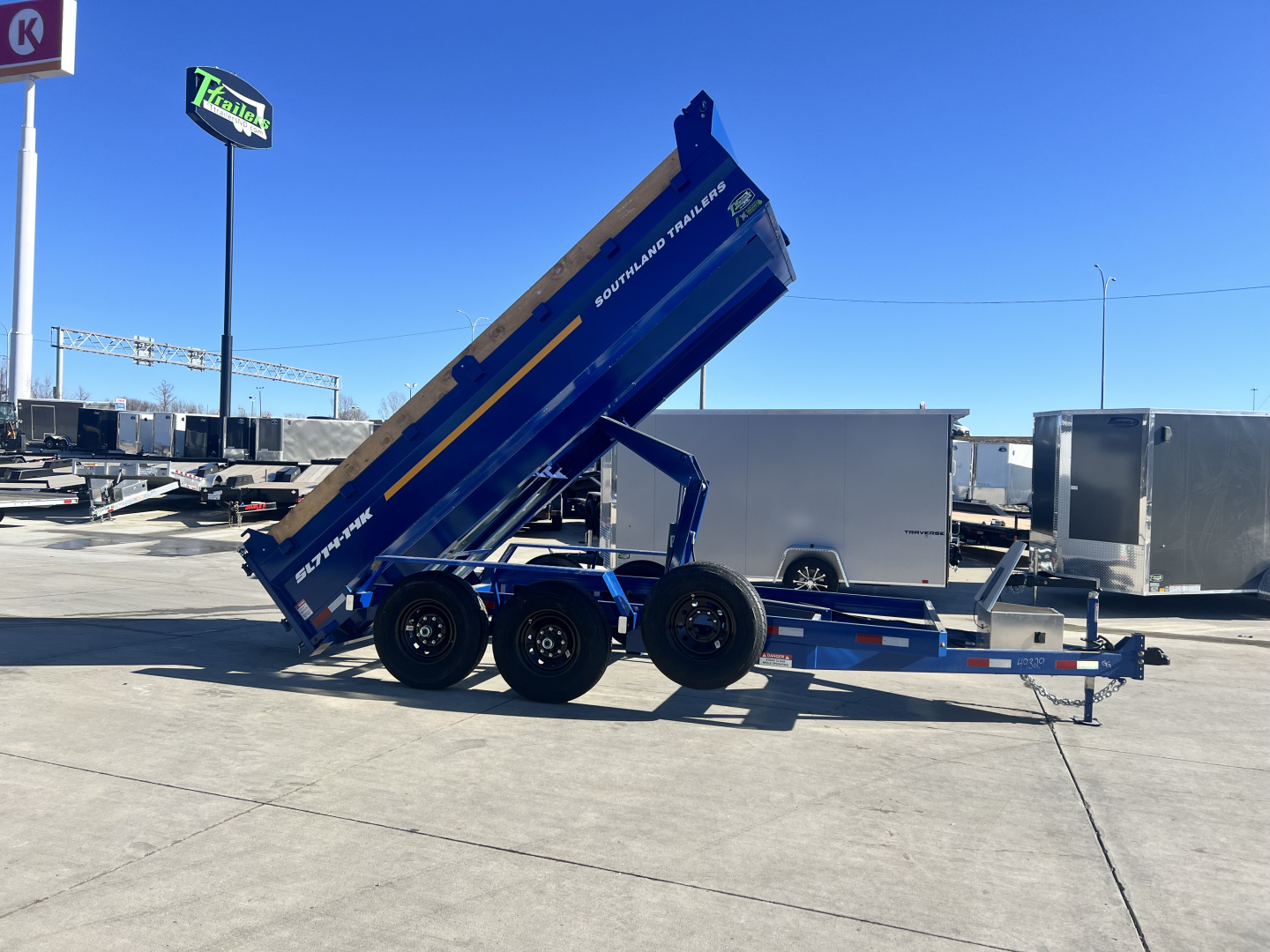 New LOWEST PRICES NEW 2026 Southland 14ft Low Profile Dump Trailer 2-7000 lb axles =14K with Ramps
