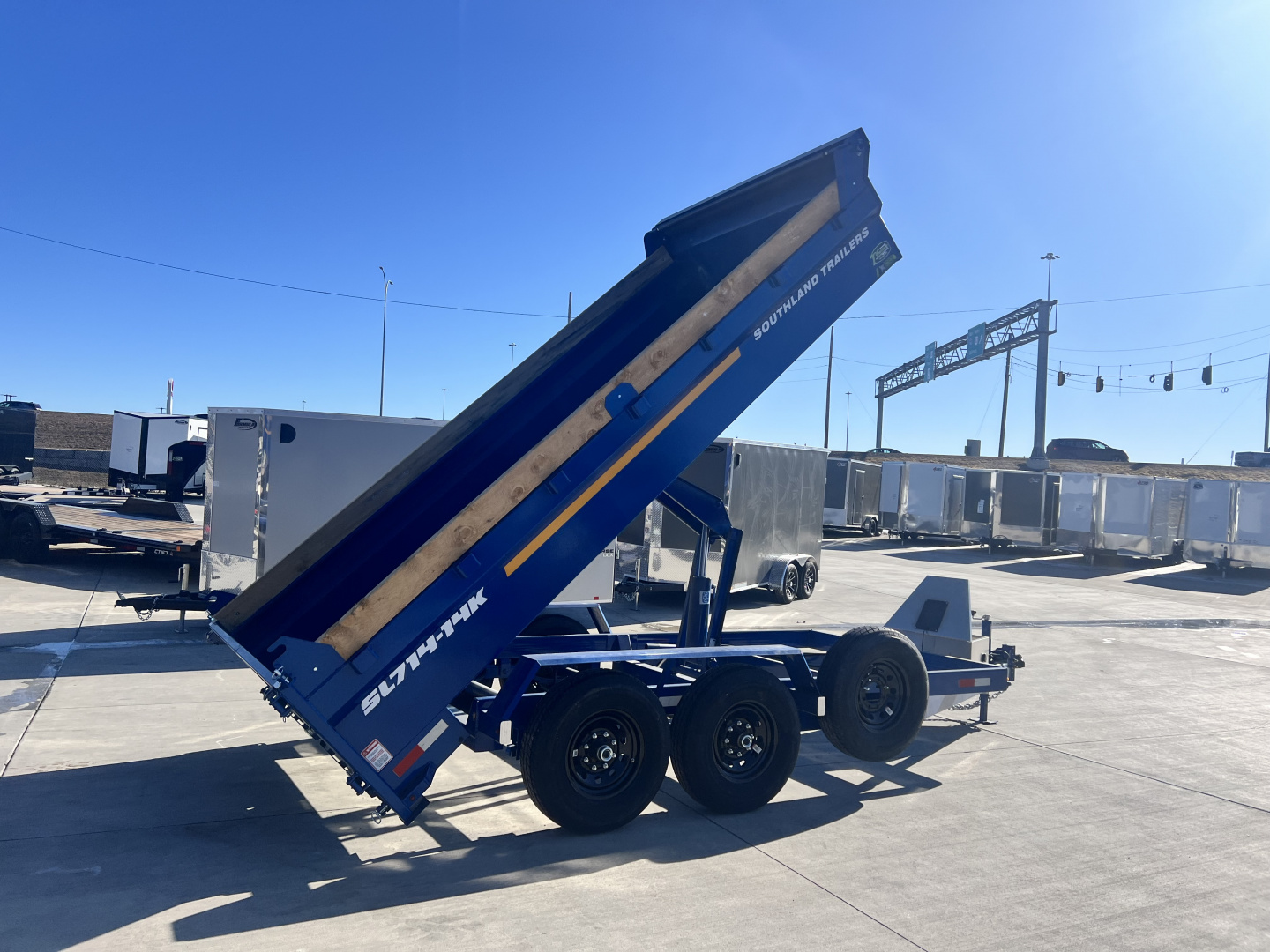 New LOWEST PRICES NEW 2026 Southland 14ft Low Profile Dump Trailer 2-7000 lb axles =14K with Ramps