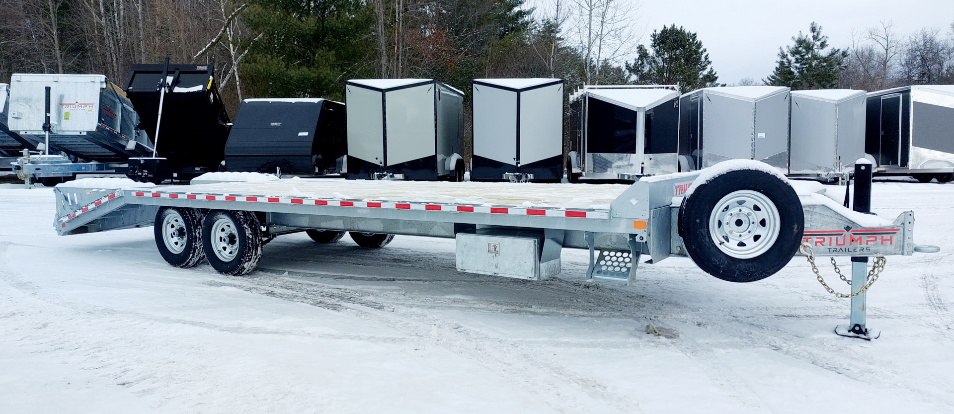 New 102X20+5 GALVANIZED DECKOVER EQUIPMENT TRAILER 7 K AXLES HYDRAULIC JACK PINTLE RING 2026 TRIUMPH