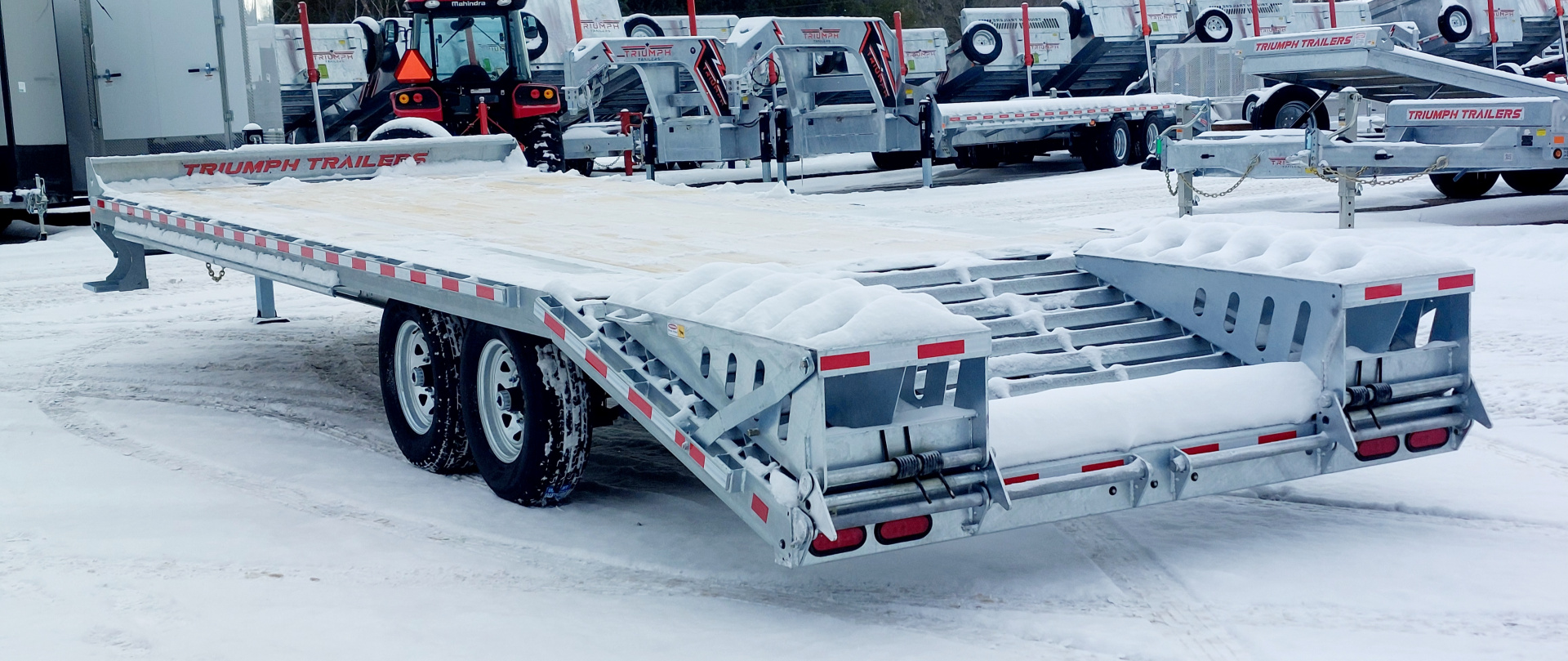 New 102X20+5 GALVANIZED DECKOVER EQUIPMENT TRAILER 7 K AXLES HYDRAULIC JACK PINTLE RING 2026 TRIUMPH