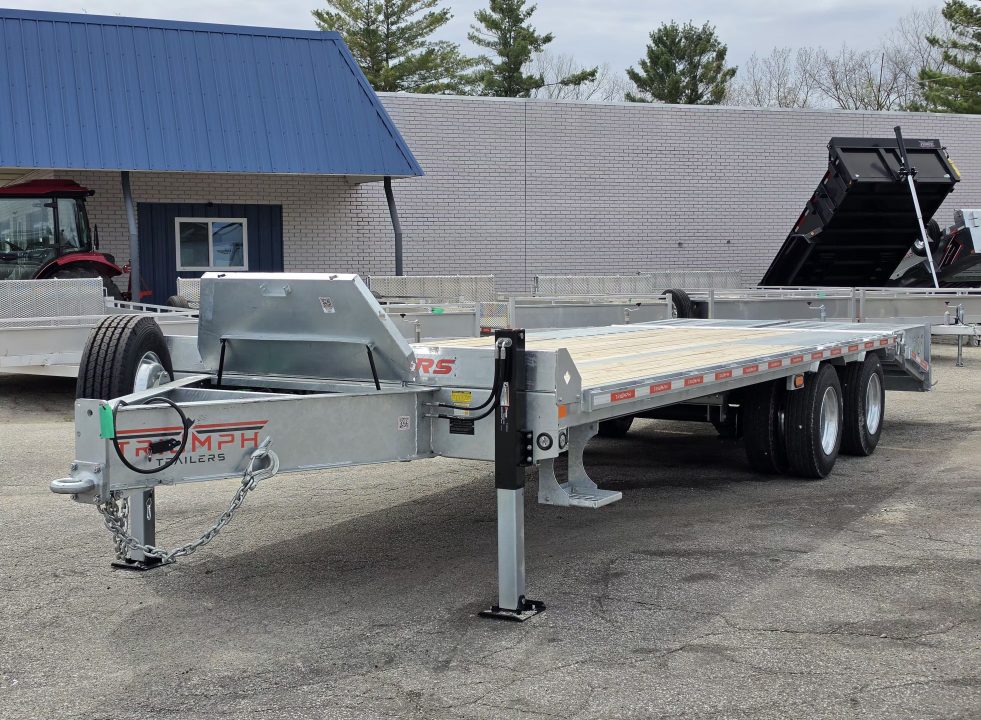 New 102X20+5 GALVANIZED 16K AXLES HYDRAULIC JACK DECKOVER BUMPER PULL 2026 TRIUMPH