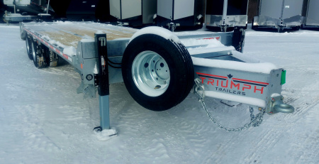 New 102X20+5 GALVANIZED 16K AXLES HYDRAULIC JACK DECKOVER BUMPER PULL 2026 TRIUMPH
