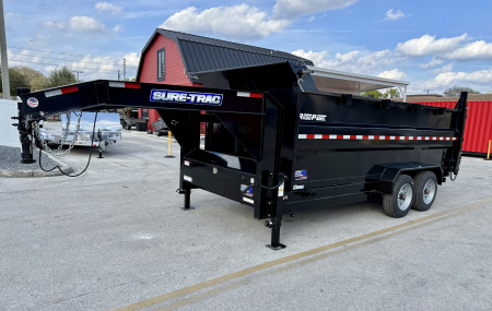 New 2025 Sure-Trac 82x16 HD Low Pro GN 16K 4' Sides Telescopic Dump Trailer