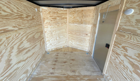 New 7x16 White Enclosed Cargo Trailer 6'6" Tall, 7,000 GVWR, Ramp Door, .080 Skin, Rear Light Spoiler