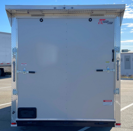 New 7x16 Silver Enclosed Cargo Trailer 7,000 GVWR: 7'Height, Ramp Door, Rear Light Spoiler, .080 Polycore