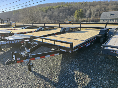 New 2026 Sure-Trac 7x18+4 Tilt Equipment Trailer- HD Bulkhead- HD Diamond Plate Knife Edge Tail- Spare Tire Carrier- Hydraulic Dampener