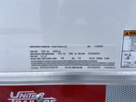 New United Trailers UXT 8.5X20 Contractor