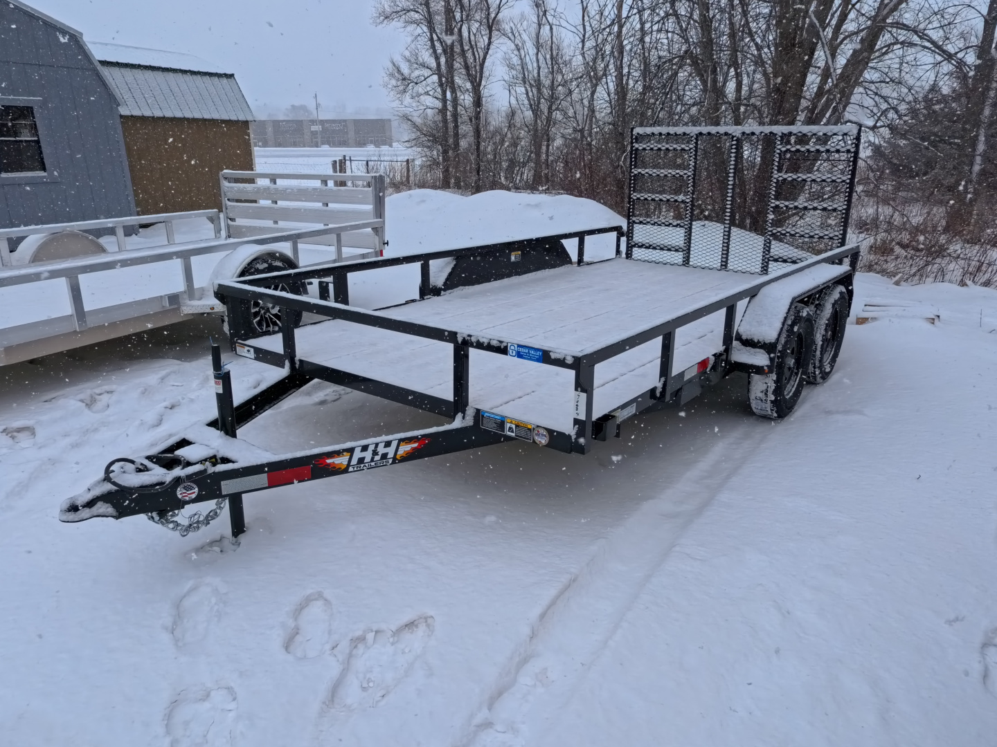 New 2026 H&H 82 x 14 Rail Side Utility -Tandem Axles with 7K GVWR, Ladder Style Gate/Ramp - Black
