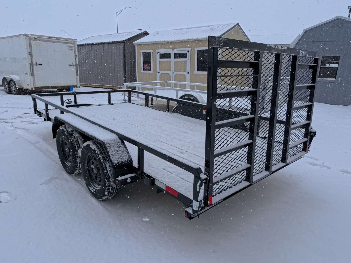 New 2026 H&H 82 x 14 Rail Side Utility -Tandem Axles with 7K GVWR, Ladder Style Gate/Ramp - Black