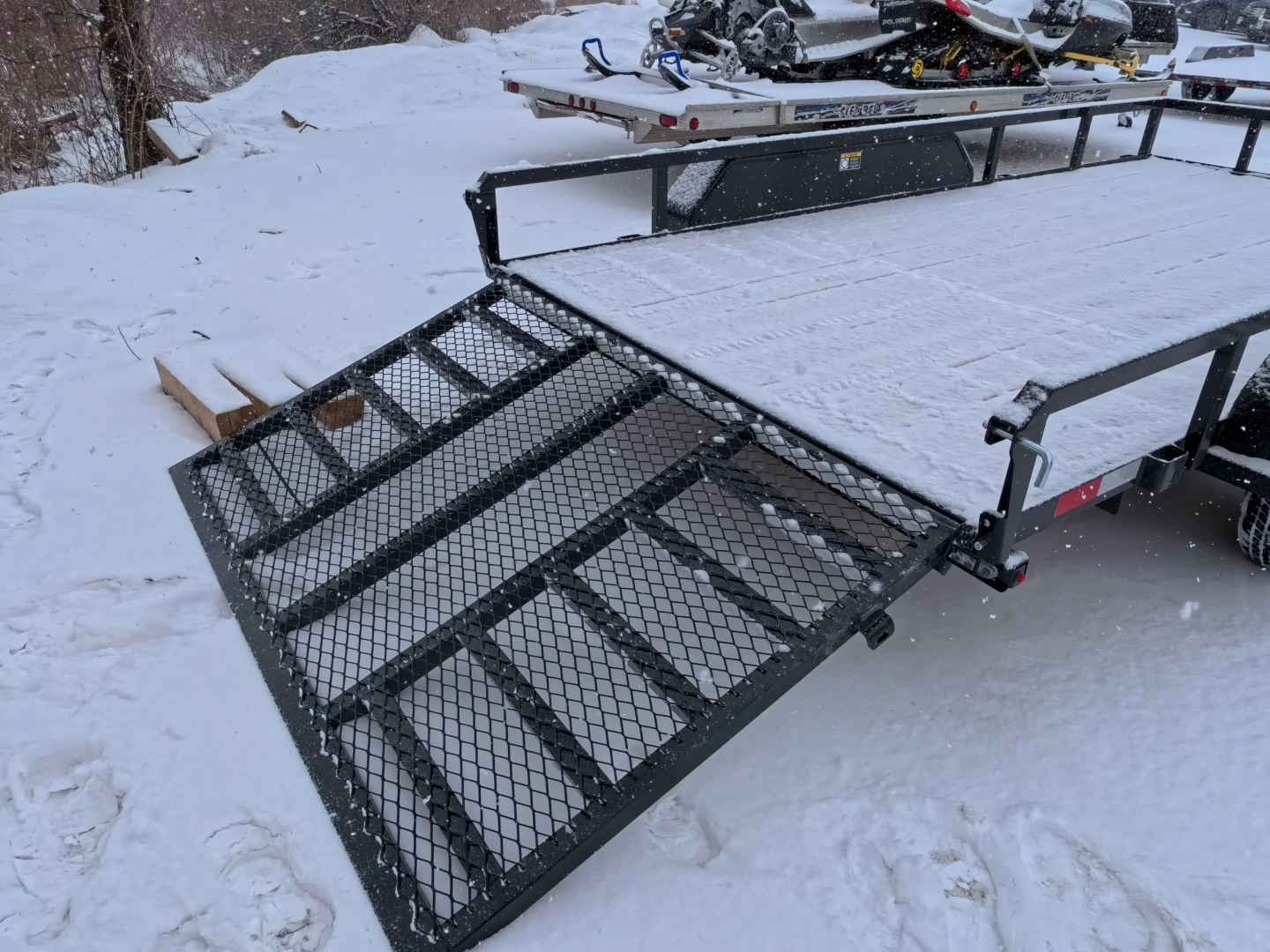 New 2026 H&H 82 x 14 Rail Side Utility -Tandem Axles with 7K GVWR, Ladder Style Gate/Ramp - Black