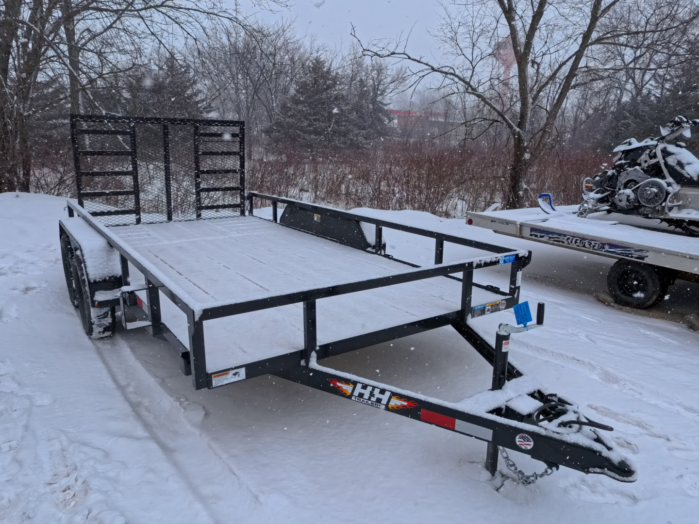 New 2026 H&H 82 x 14 Rail Side Utility -Tandem Axles with 7K GVWR, Ladder Style Gate/Ramp - Black