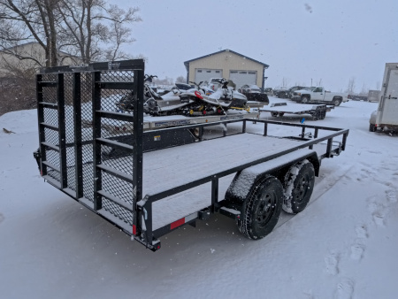 New 2026 H&H 82 x 14 Rail Side Utility -Tandem Axles with 7K GVWR, Ladder Style Gate/Ramp - Black