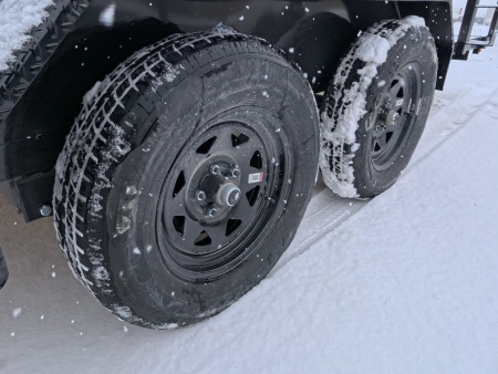 New 2026 H&H 82 x 14 Rail Side Utility -Tandem Axles with 7K GVWR, Ladder Style Gate/Ramp - Black