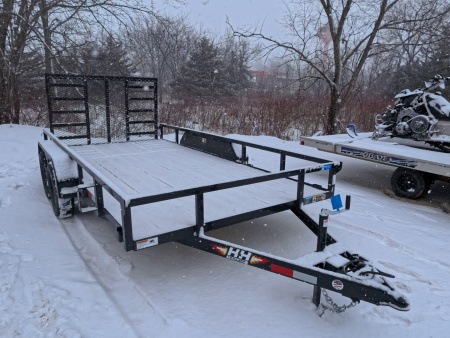 New 2026 H&H 82 x 14 Rail Side Utility -Tandem Axles with 7K GVWR, Ladder Style Gate/Ramp - Black