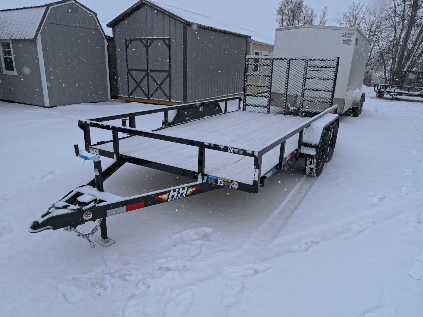 New 2026 H&H 82 x 14 Rail Side Utility -Tandem Axles with 7K GVWR, Ladder Style Gate/Ramp - Black
