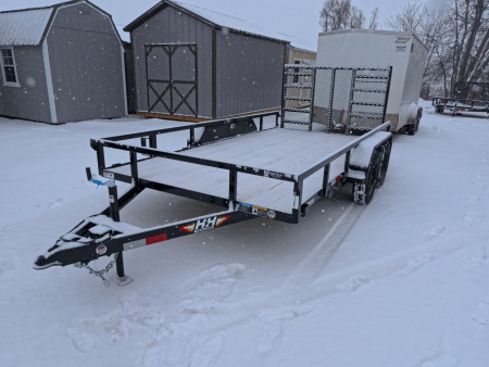 New 2026 H&H 82 x 14 Rail Side Utility -Tandem Axles with 7K GVWR, Ladder Style Gate/Ramp - Black