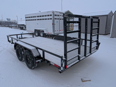New 2026 H&H 82 x 14 Rail Side Utility -Tandem Axles with 7K GVWR, Ladder Style Gate/Ramp - Black